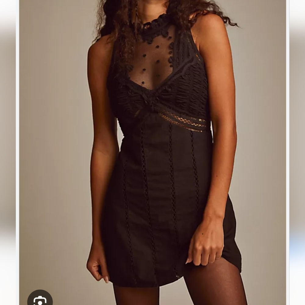 New Free People Valencia Mini Dress Black Size Medium